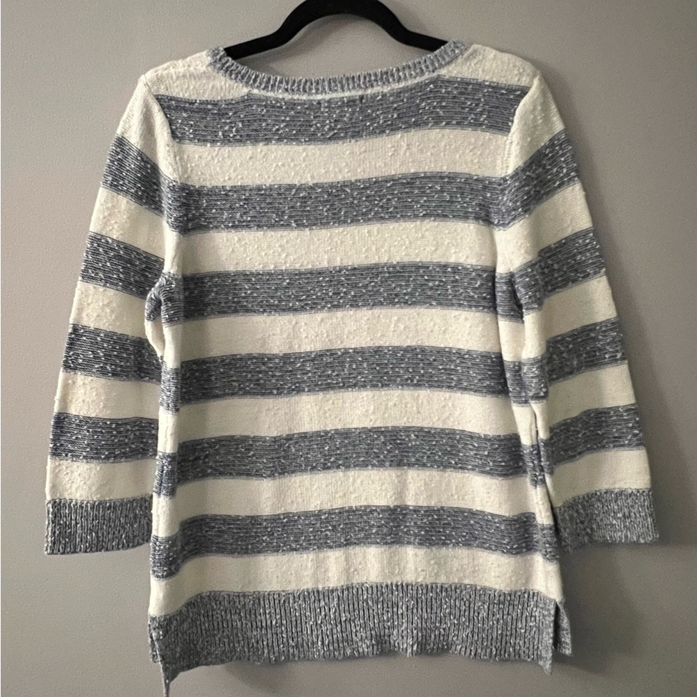 Croft & Barrow Women's Navy and Cream Striped Sweater - Picture 2 of 4